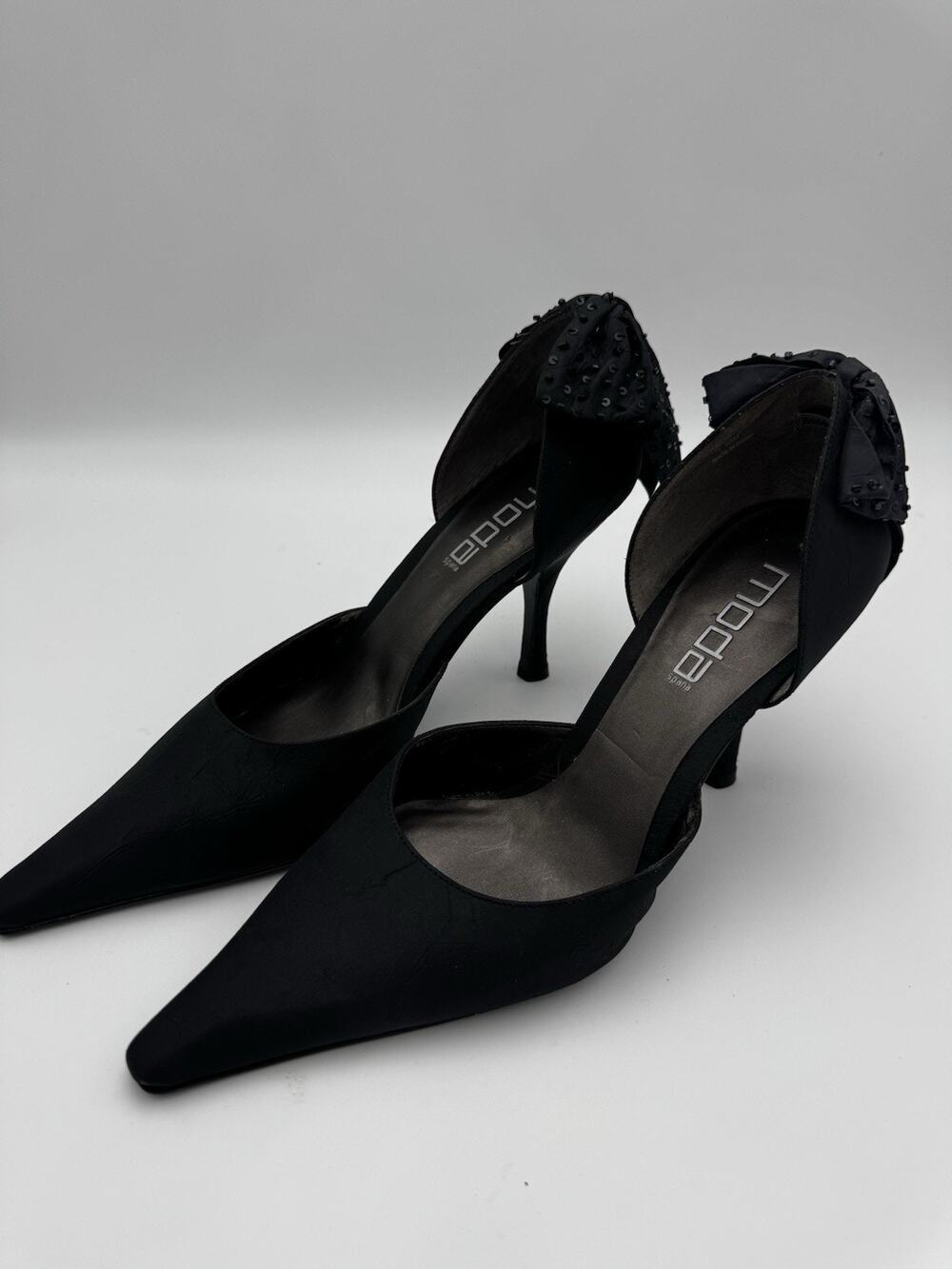 Moda Spana Black Pointed Toe D’Orsay Bow Pumps Women’s Size 10M Heels